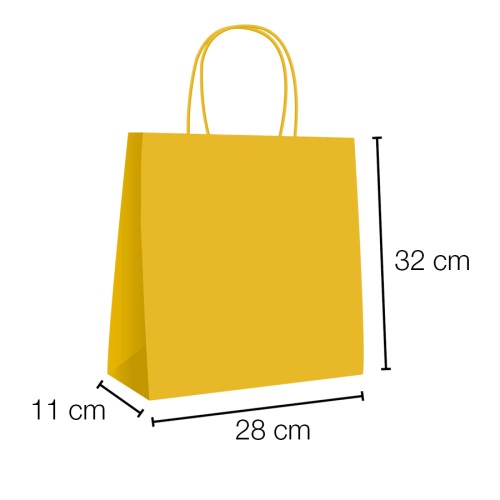 Bolsa papel kraft con asa rizada 28 x 11 x 32 cm