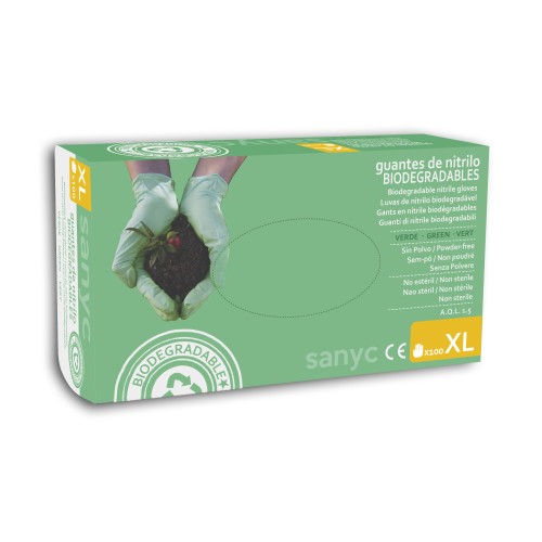 Guantes de nitrilo, BIO, s/polvo, ambidiestro,