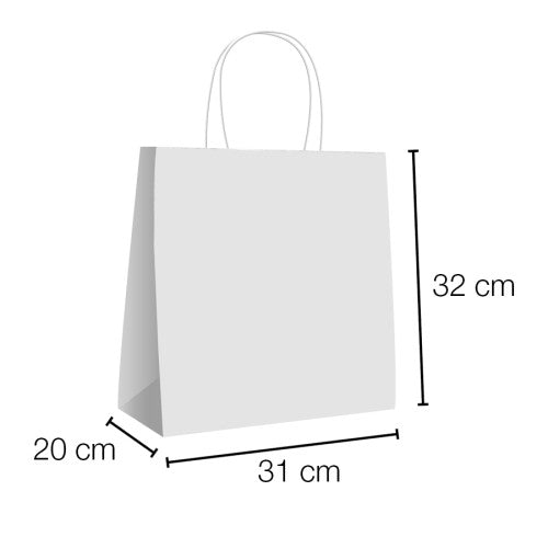 Bolsa papel kraft con asa rizada (take away) 31 x 20 x 32 cm