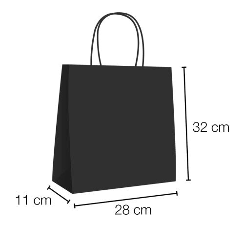 Bolsa papel kraft con asa rizada 28 x 11 x 32 cm