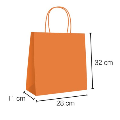 Bolsa papel kraft con asa rizada 28 x 11 x 32 cm
