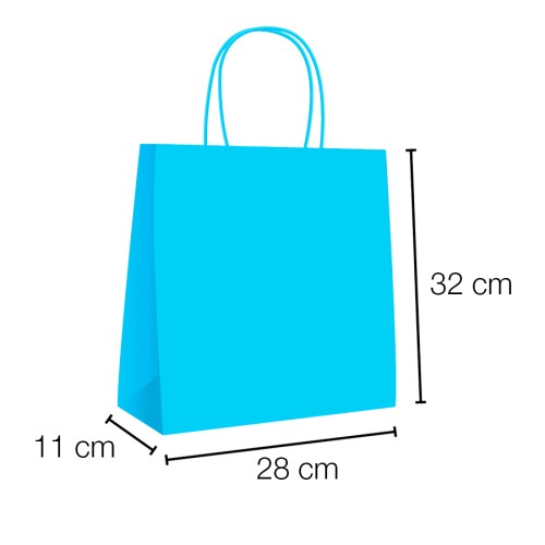 Bolsa papel kraft con asa rizada 28 x 11 x 32 cm