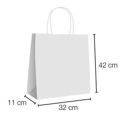 Bolsa papel kraft con asa rizada 28 x 11 x 32 cm